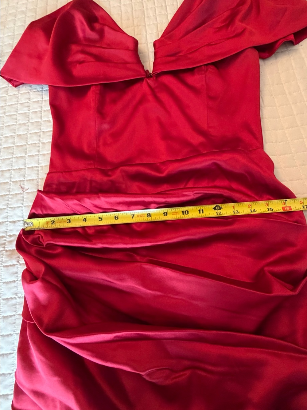 Miss Circle Burgundy/Wine Satin Off-the-Shoulder Ruched Mini Dress – Size XL - Picture 6 of 16